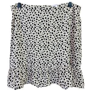 Lottie Moss‎ Dalmatian Print Skirt Juniors Sz L Beige Black Dots Mini Ruffle
